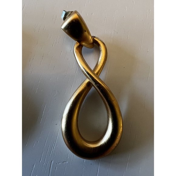 Gold tone Dangle Drop Post EARRINGS Elongated Figure 8 AK Designer - Picture 2 of 7